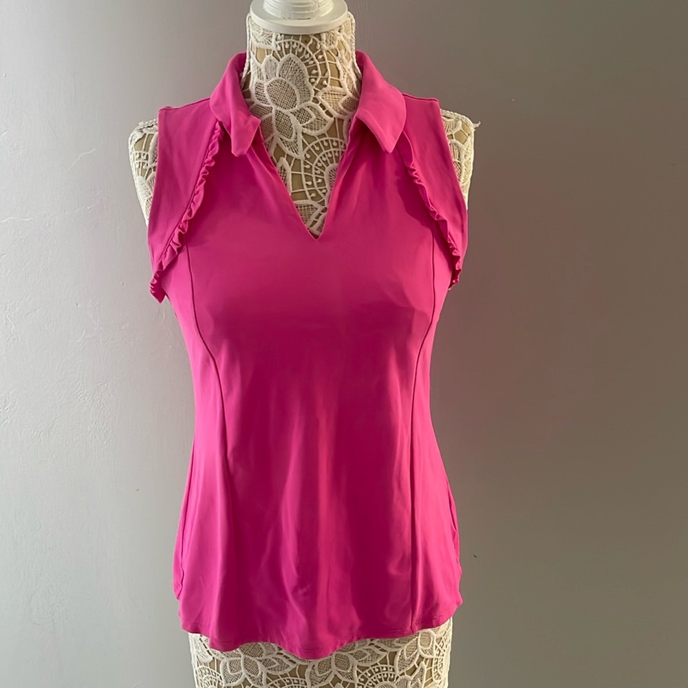 Ladies Lilly Pulitzer Luxletic Martina Polo Top. Size Medium